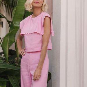 NWT Caplet Pinafore Short Sleeve Blouse